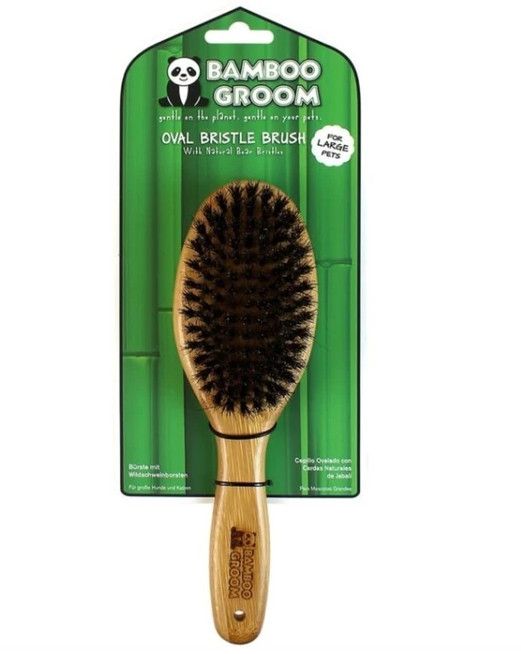 Bamboo Groom Oval  Bristle Brush with Boar Bristles, Large