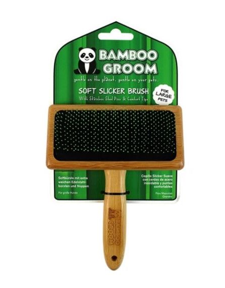 Bamboo Groom Soft Slicker Brush for Cats & Dogs, Large