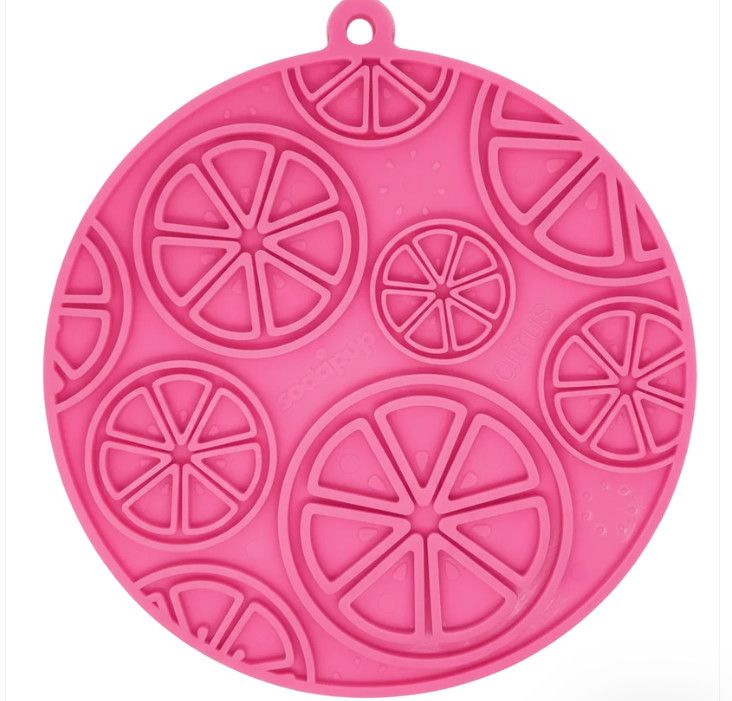SodaPup Enrichment Lick Mat for Dogs & Cats, Grapefruit Citrus, Pink