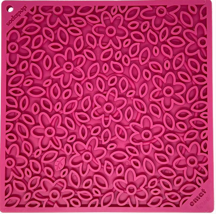 SodaPup Emat Enrichment Lick Mat for Dogs & Cats, Flower Power, Large