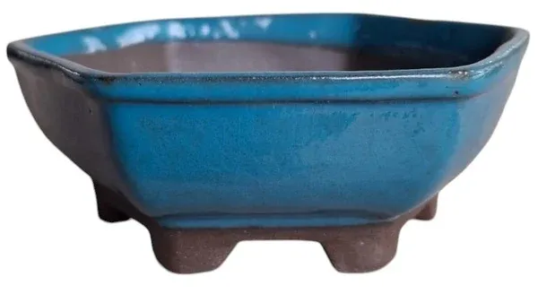 Small Hexagonal Bonsai Pot 0072 Glazed