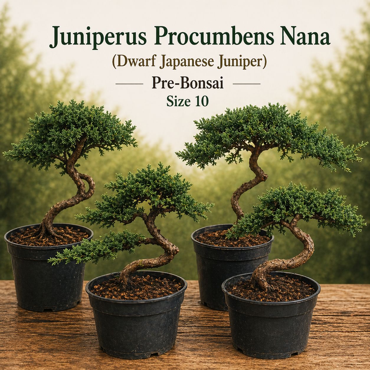 Size 10 + Juniperus procumbens Nana (Dwarf Japanese Juniper)