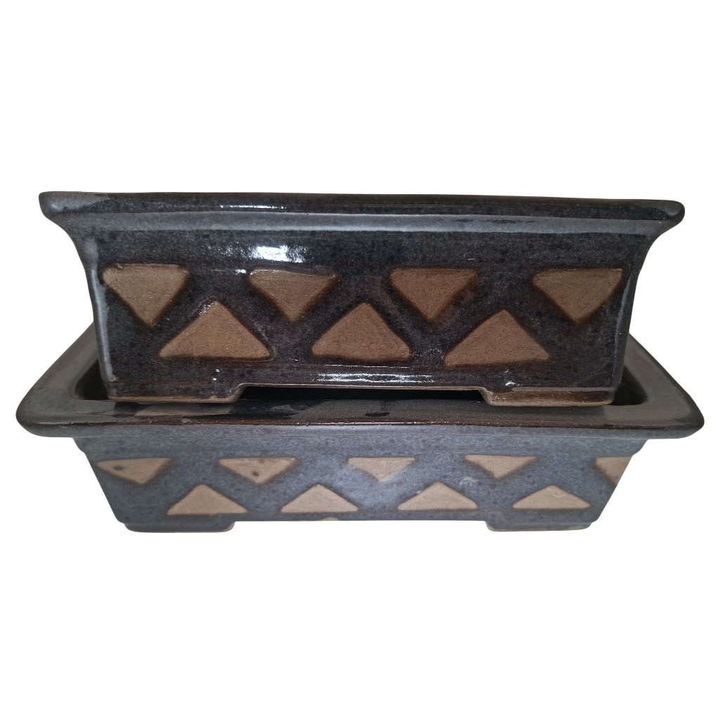 Indigo Echo Set Rectangular Bonsai Pot
