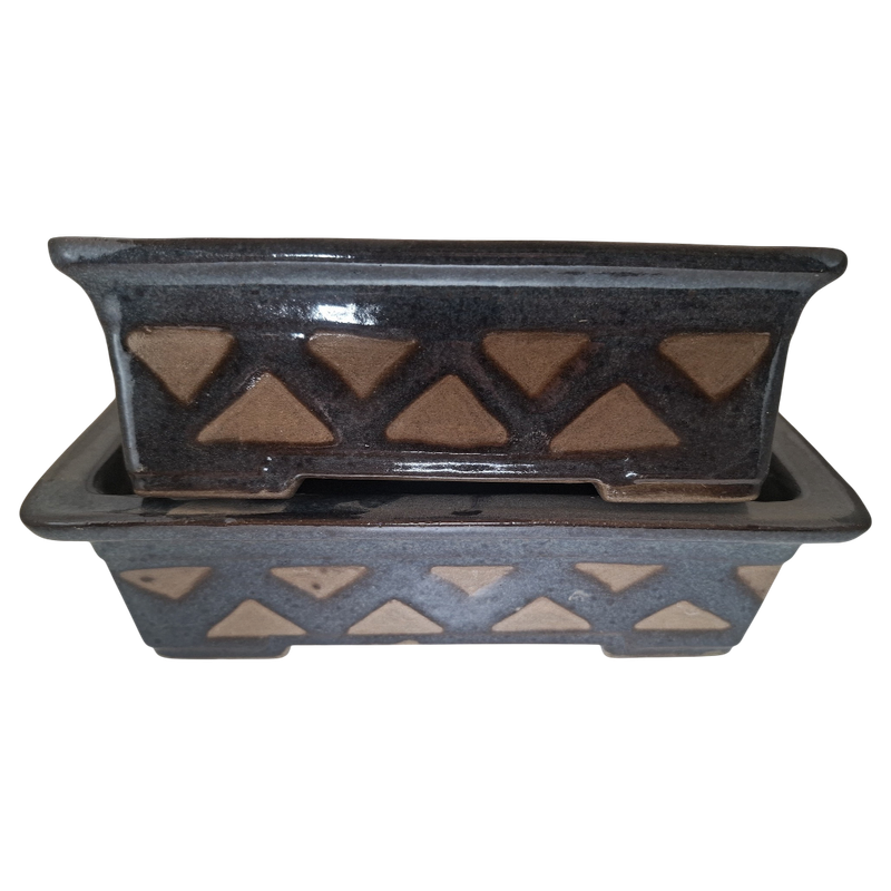 Indigo Echo Set Rectangular Bonsai Pot