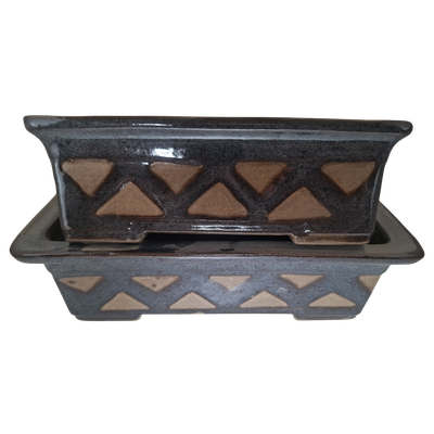 Indigo Echo Set Rectangular Bonsai Pot
