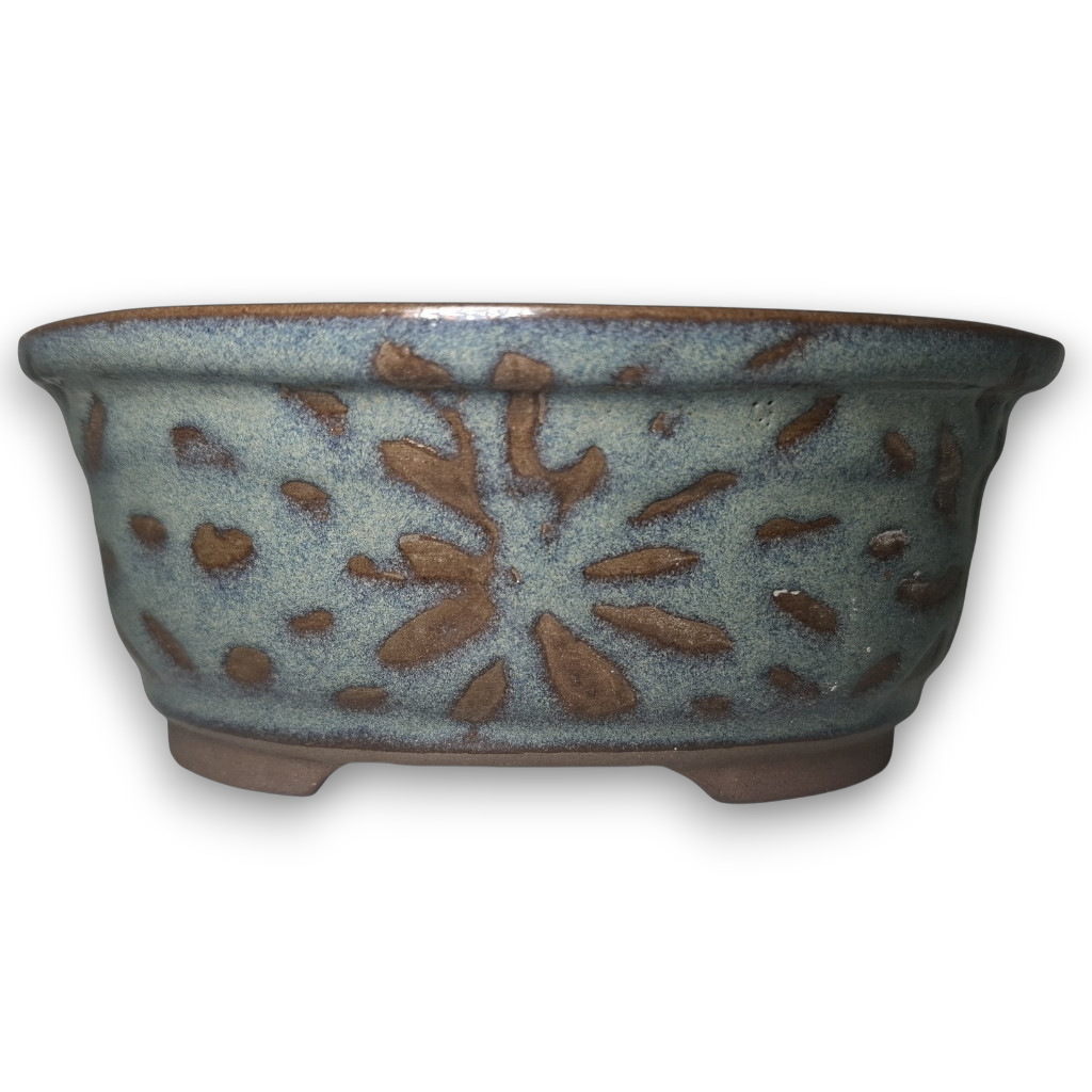 Earthen Sunburst "Deep Oval Round Bonsai Pot"