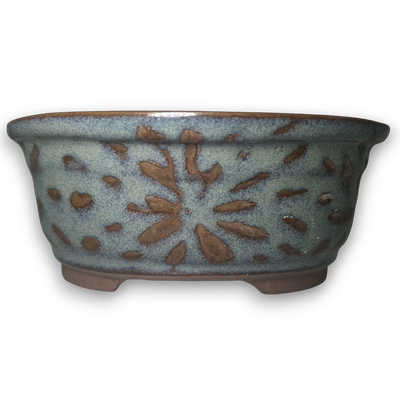 Earthen Sunburst "Deep Oval Round Bonsai Pot"