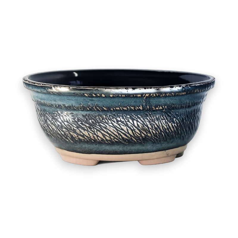 Wild Grass Oval Bonsai Pot Hand Crafted