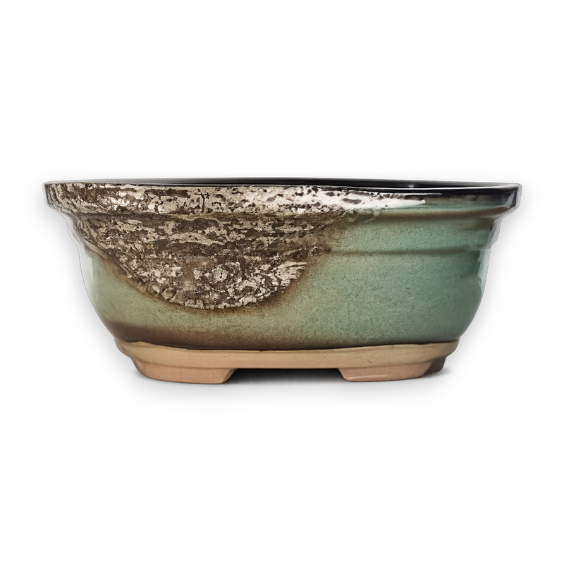 Silver Earth Oval Hand-Crafted Bonsai Pot