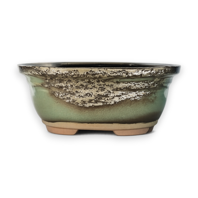 Silver Earth Oval Hand-Crafted Bonsai Pot