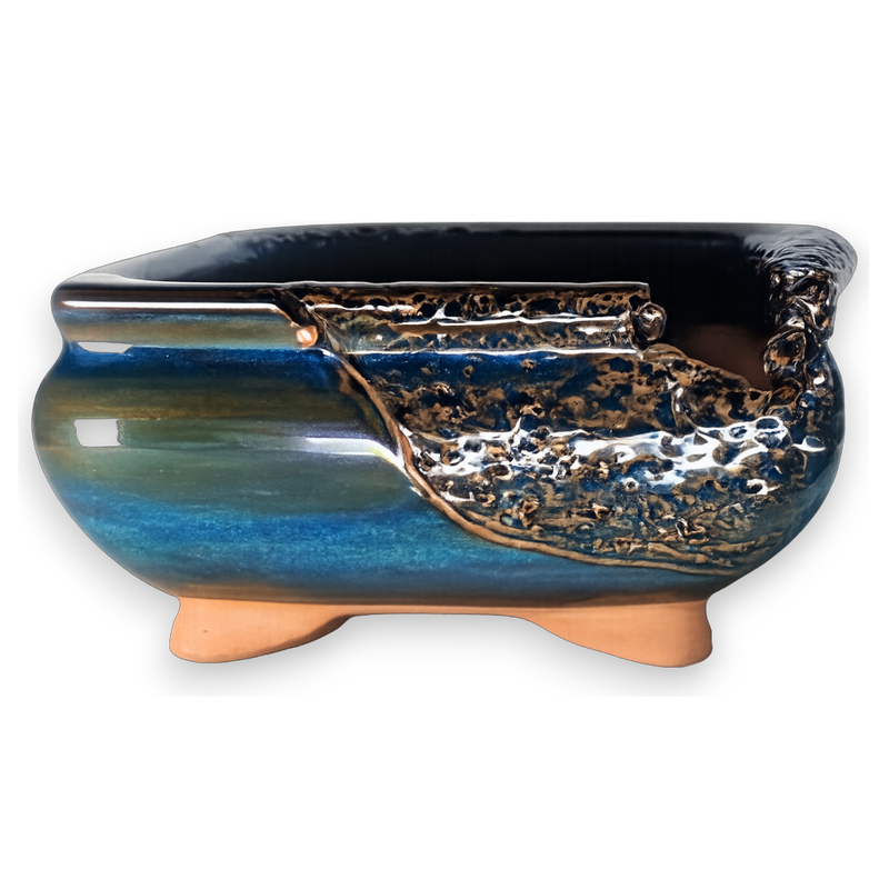 Lava Crest Rectangular Hand-Crafted Bonsai Pot