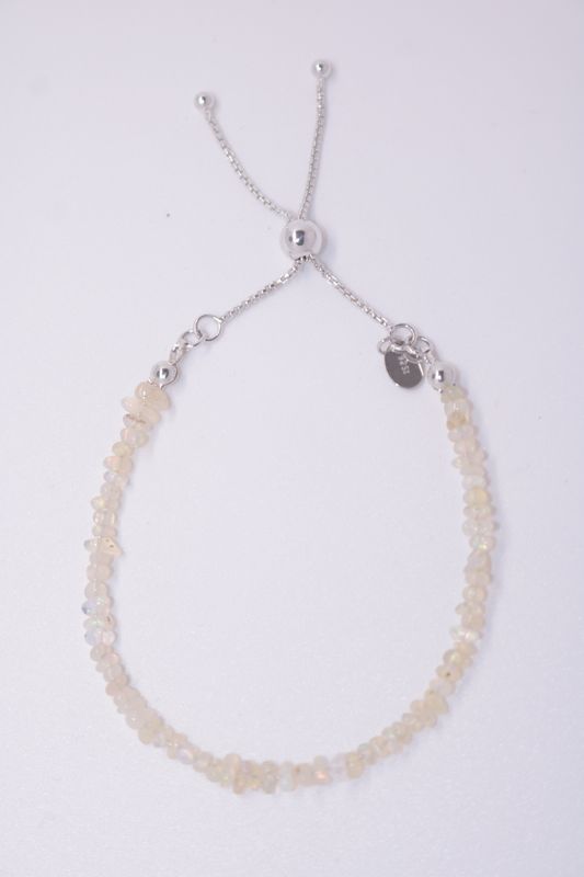 Natural White Ethiopian Welo Opal with Sterling Silver Slider