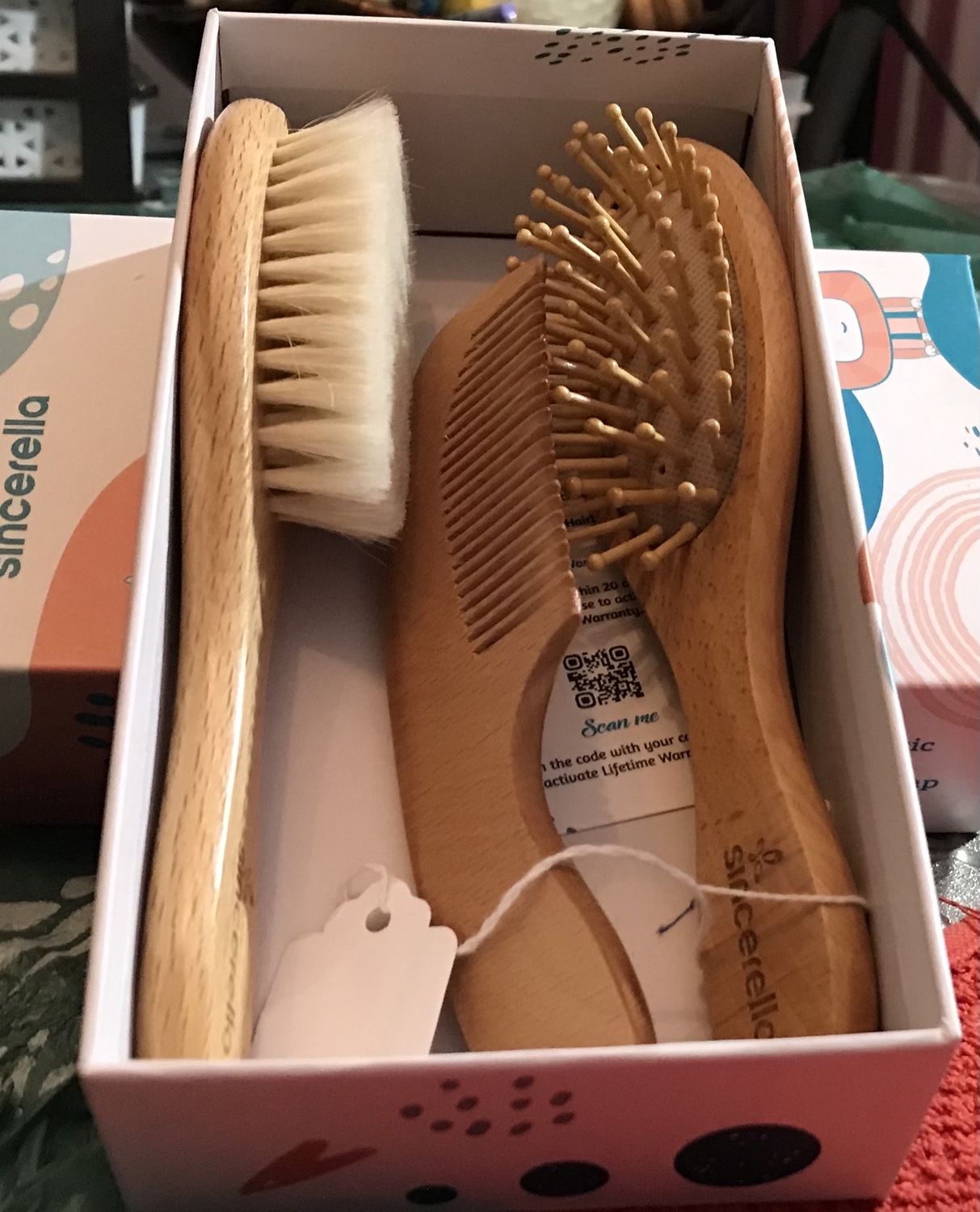 Baby wooden hairbrush &amp; comb set