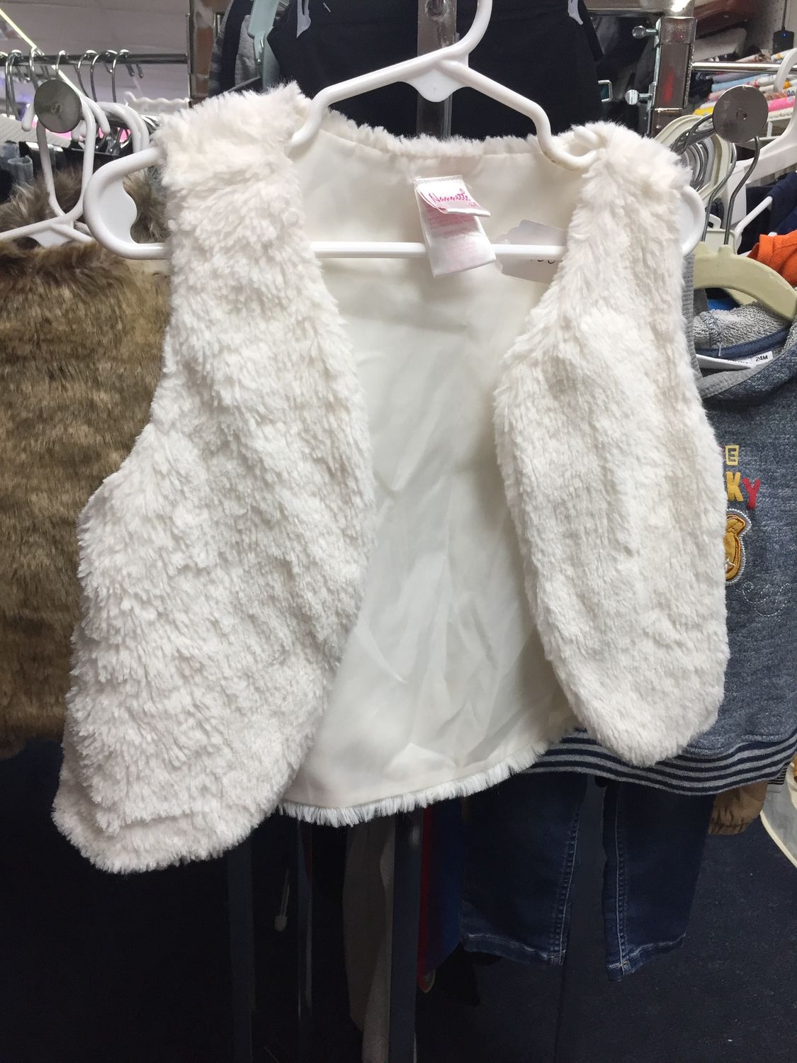 Children fur coverall white