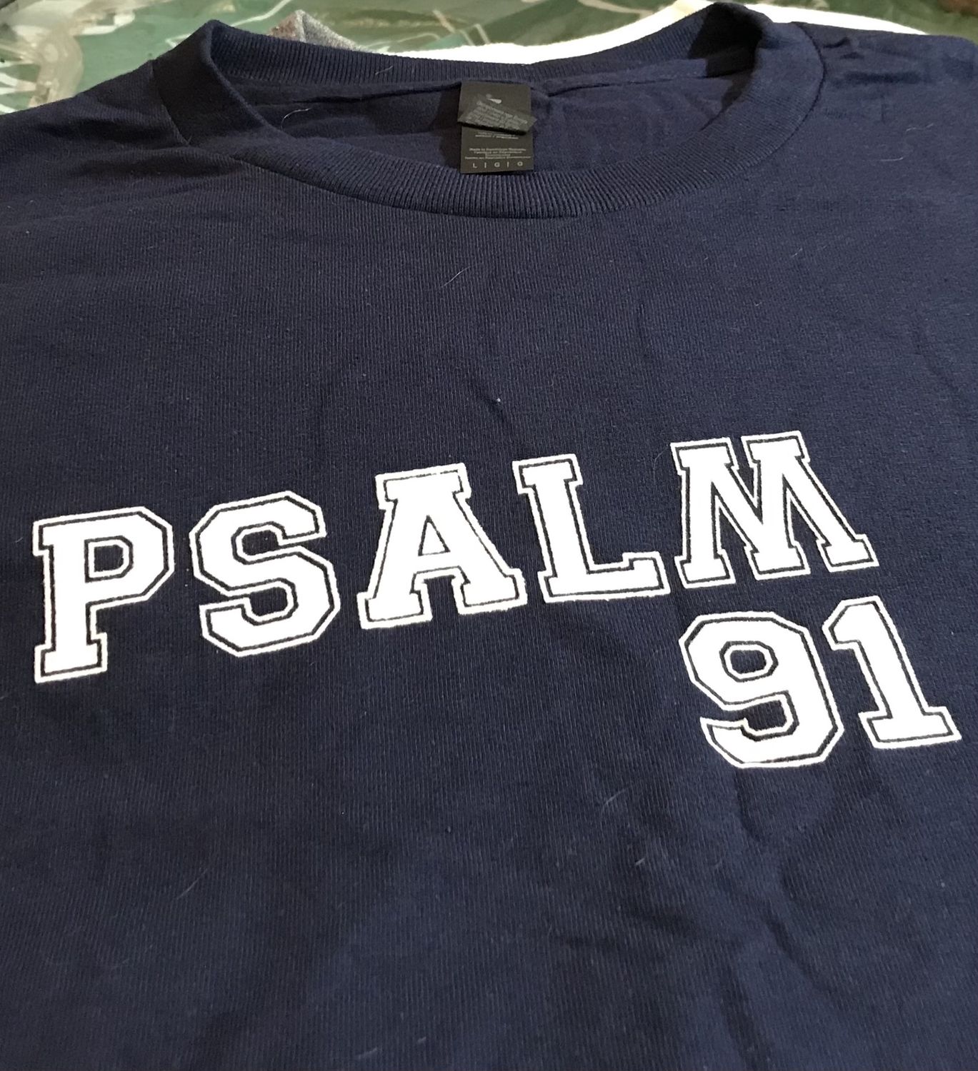 Psalm 91 T-shirt navy blue