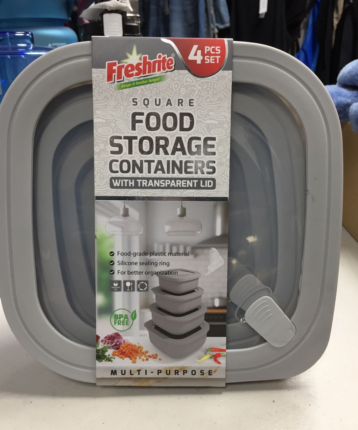 Storage Containers 4sets Square with Transparent Lid BPA free