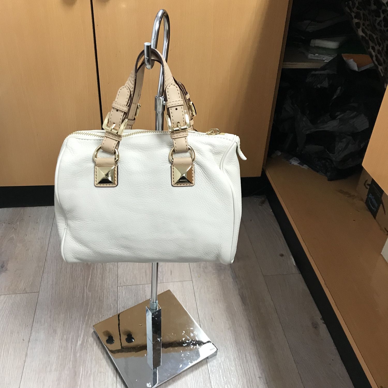 Leather Handbag white