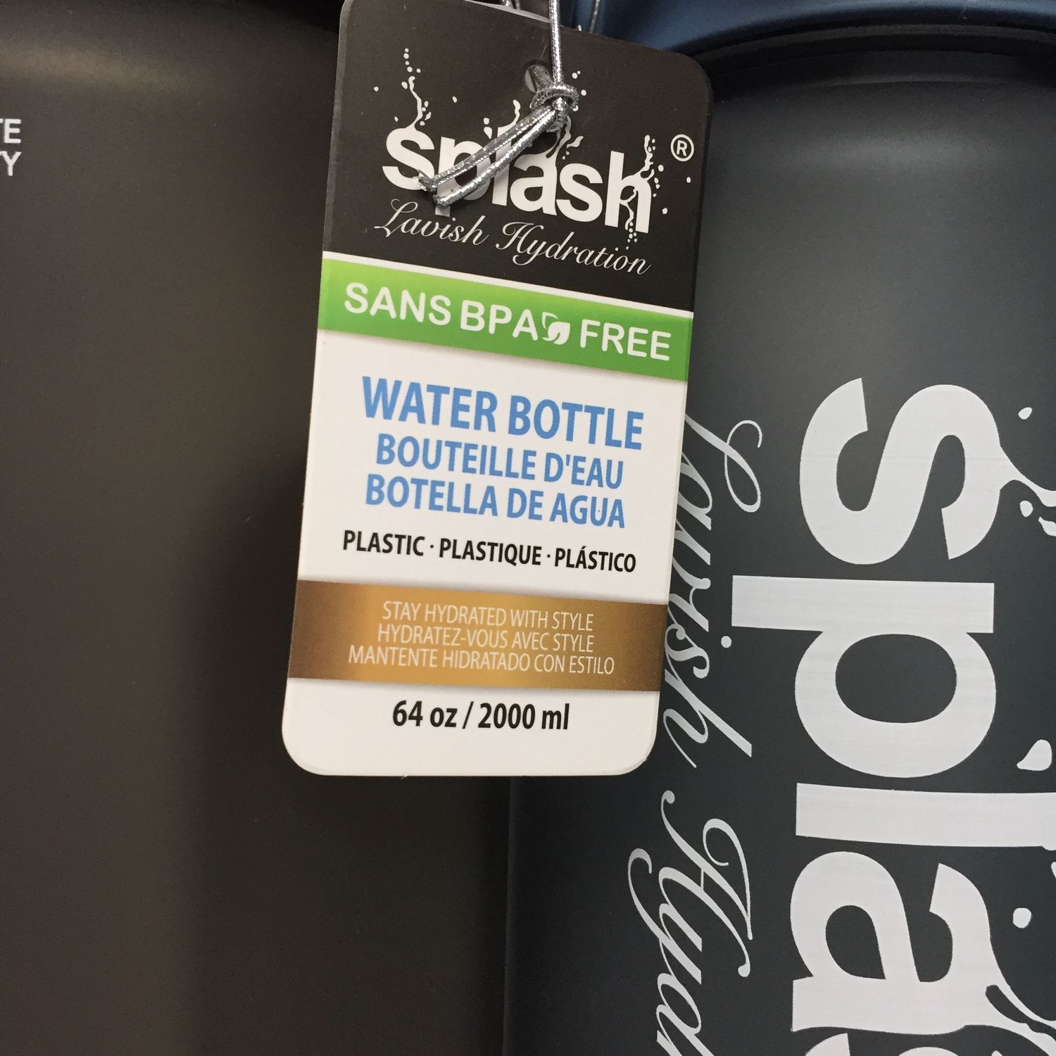 Splash water bottle 2L BPA free