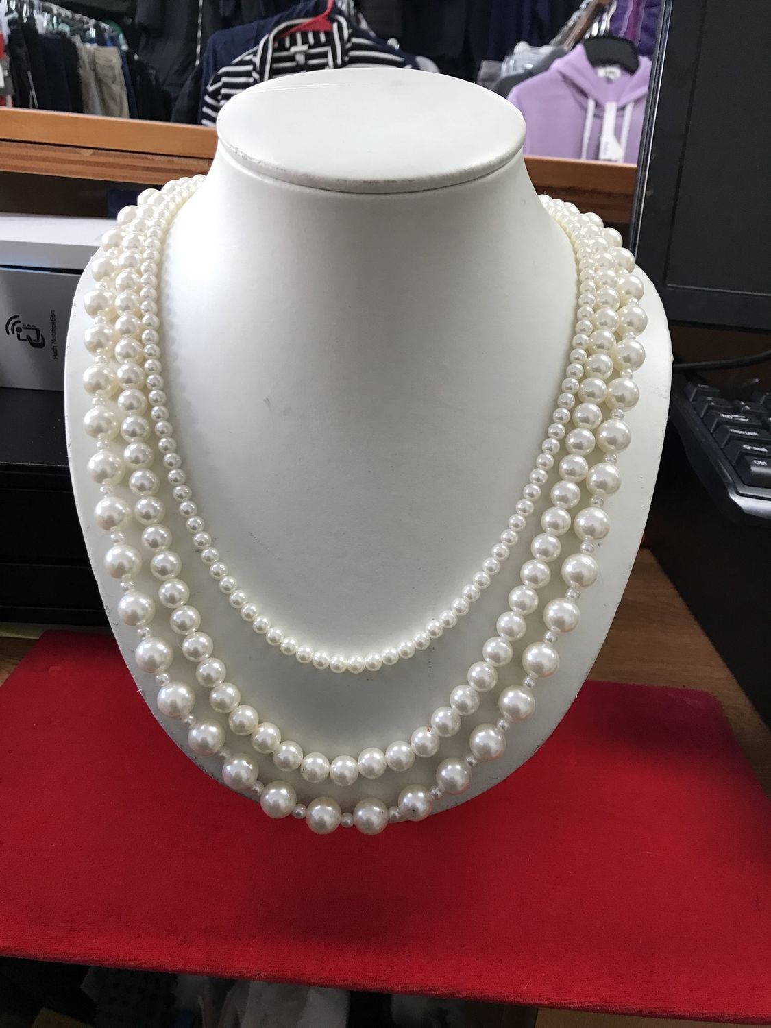 Pear Necklace 3 TierLayeredWhite Pear