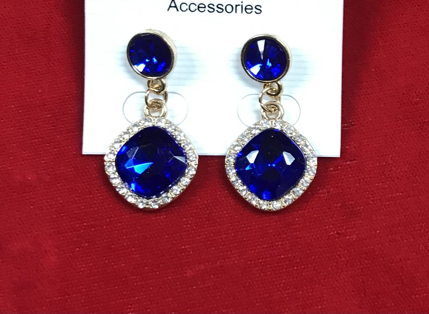 Fashion Dangling earring with blue rhinestones