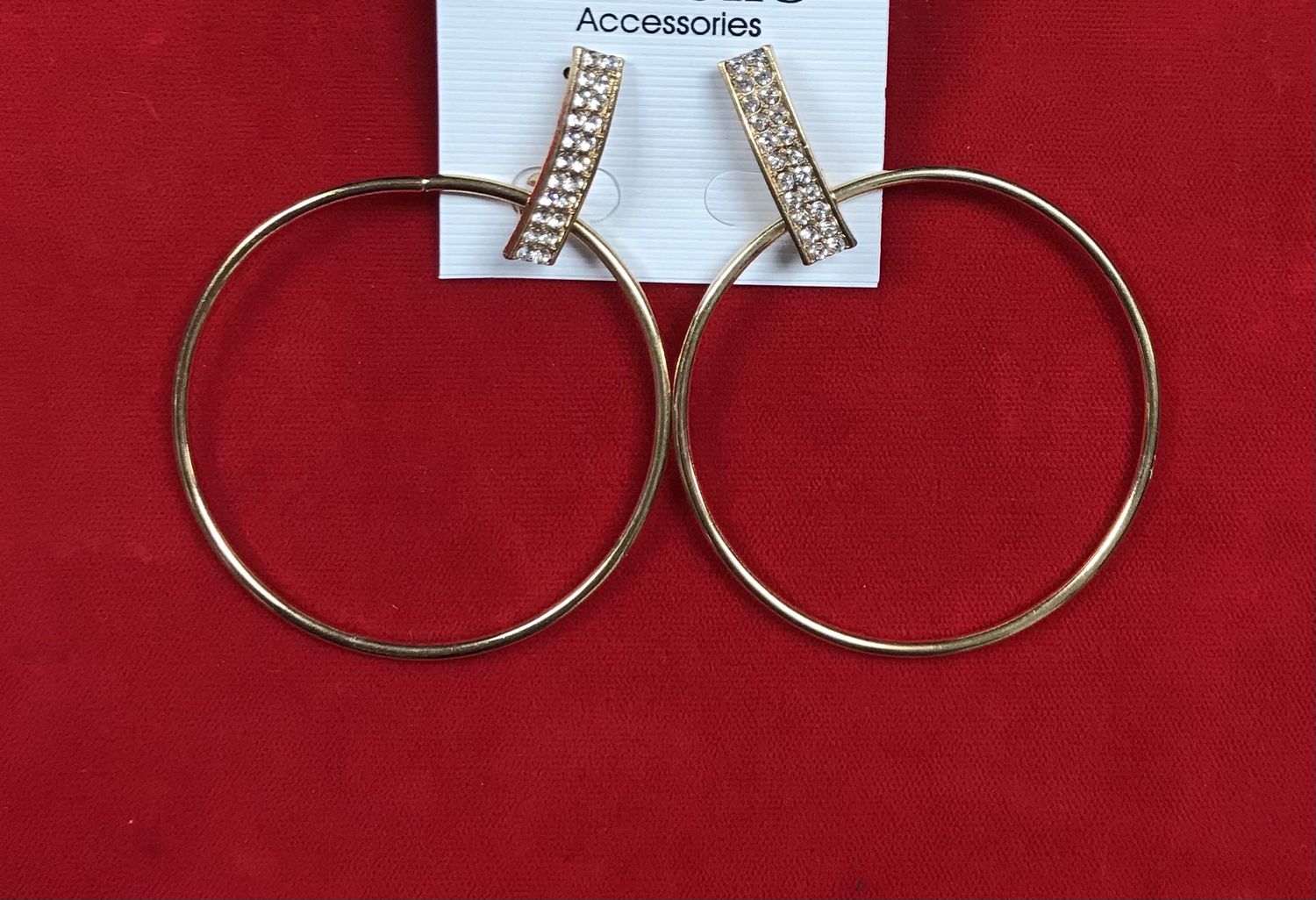 Rhinestone Dangling Hoop Earrings