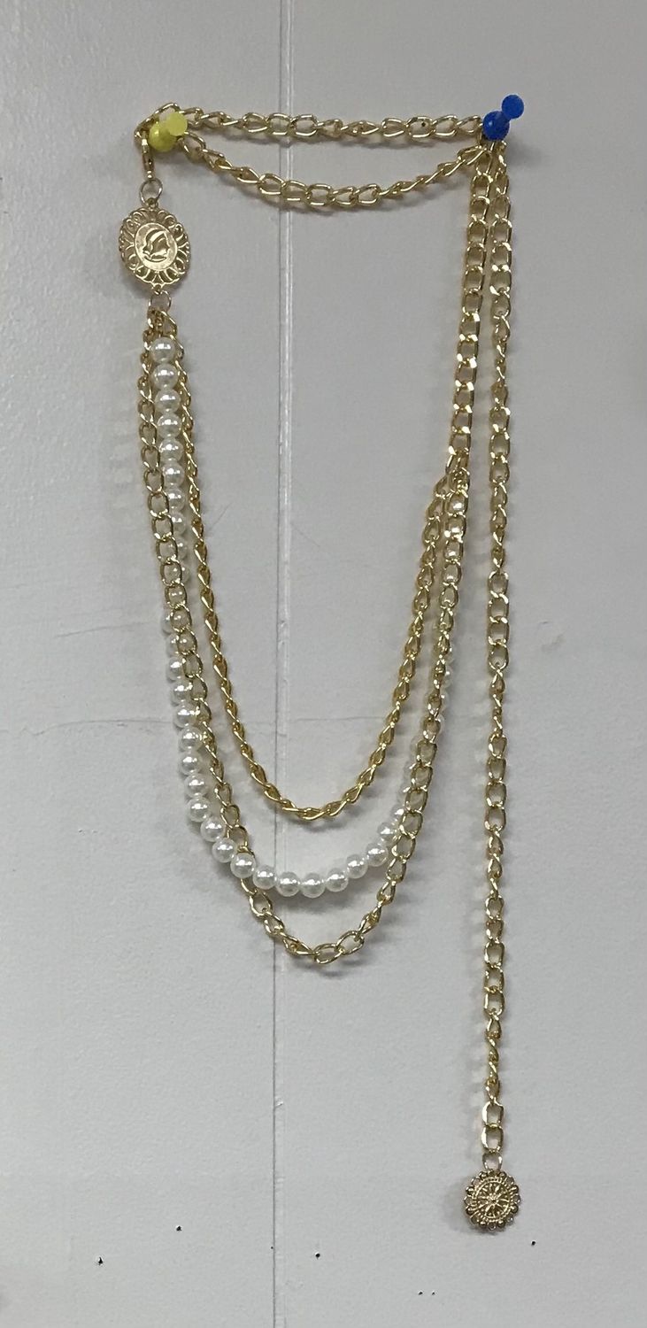 Fashion Gold waist Chain 3 Tier layers  with Pearls
