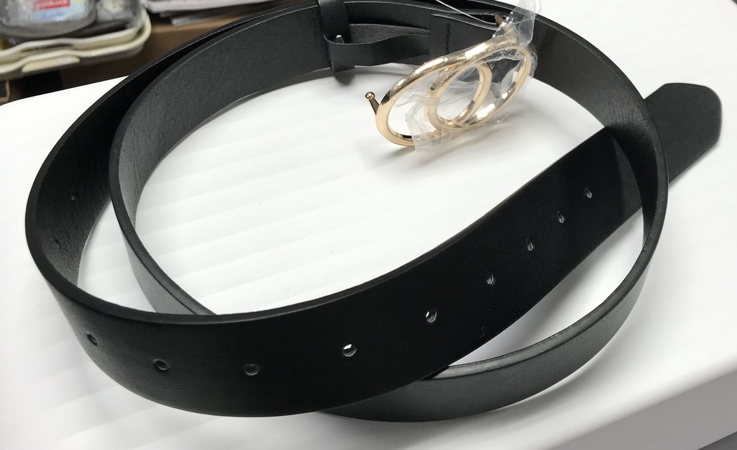 Fashion Leather Belt with buckle Black