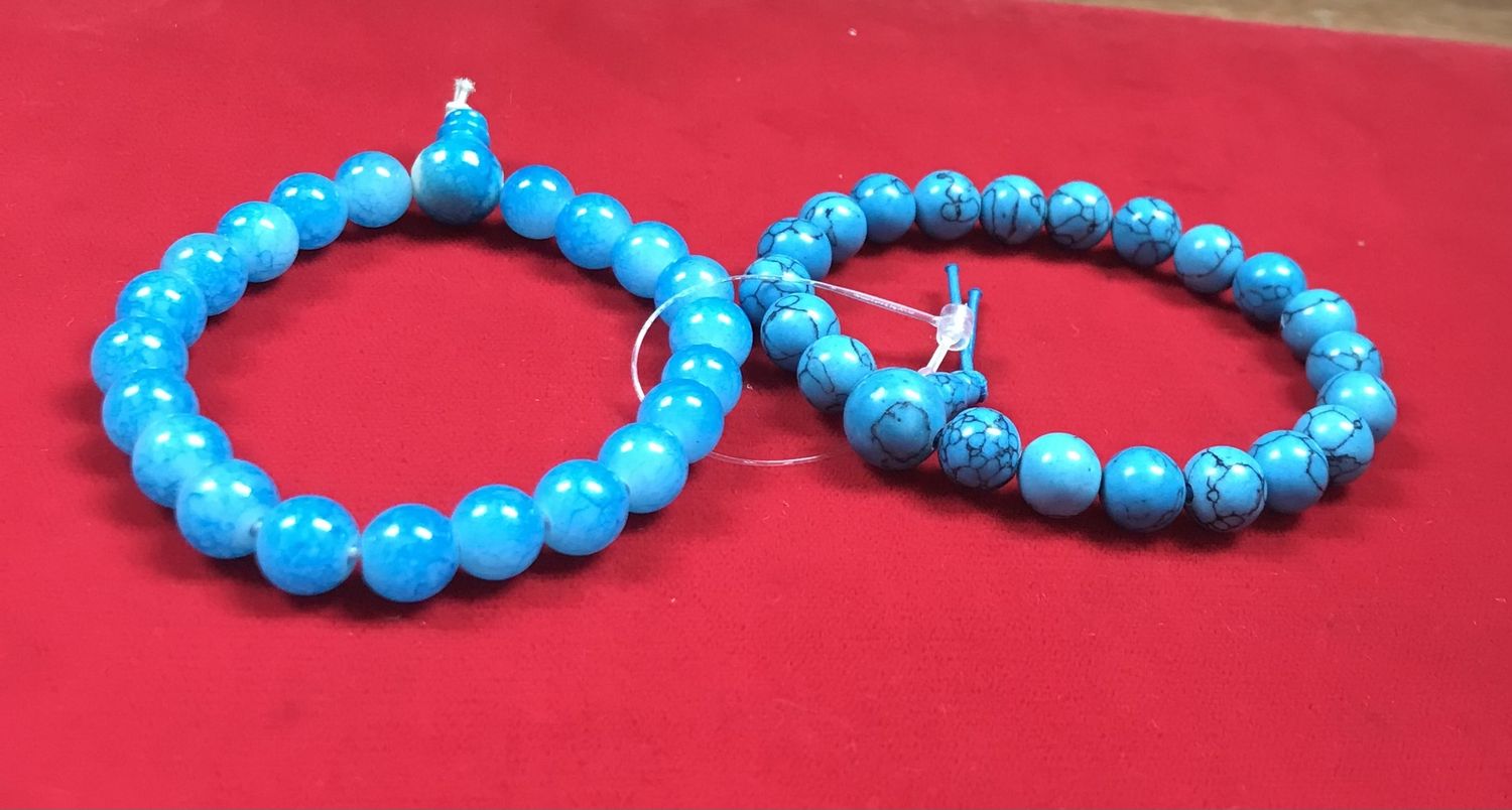 Two Beads Bracelets Stretchy blue