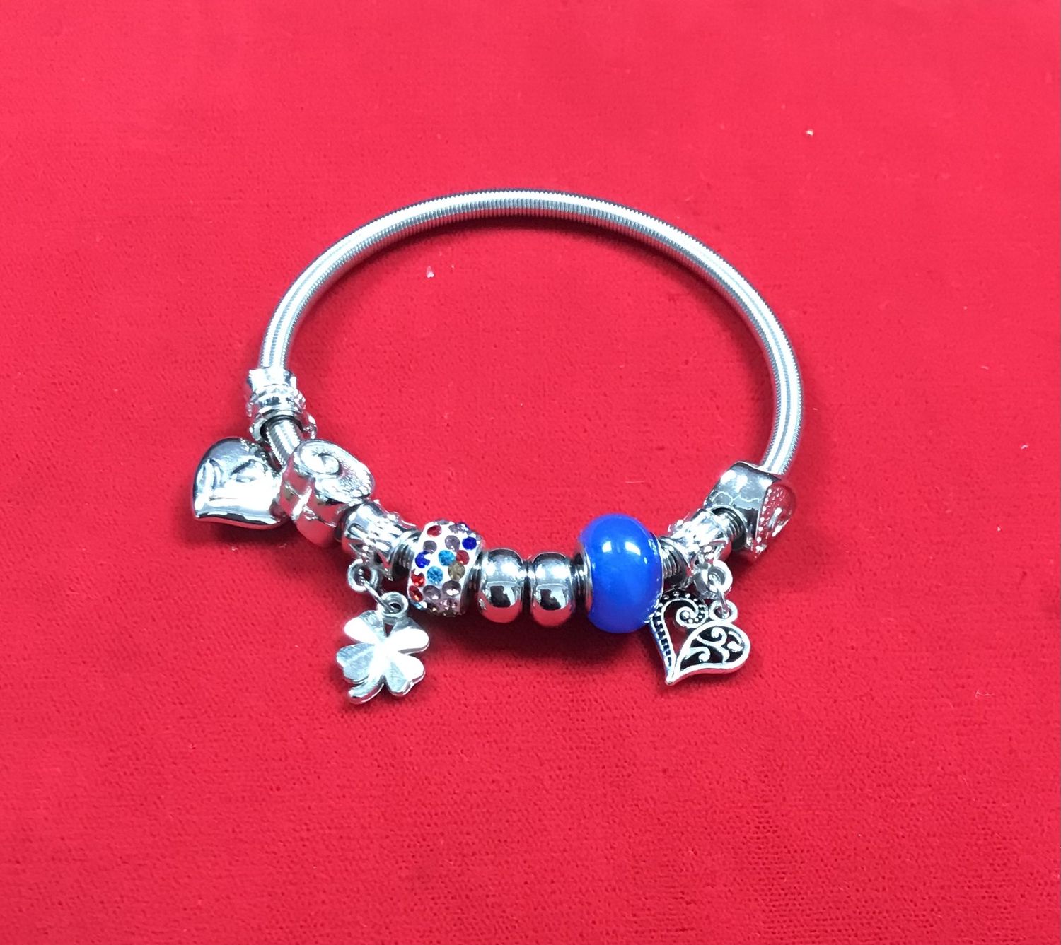 Silver Bracelet with Charms