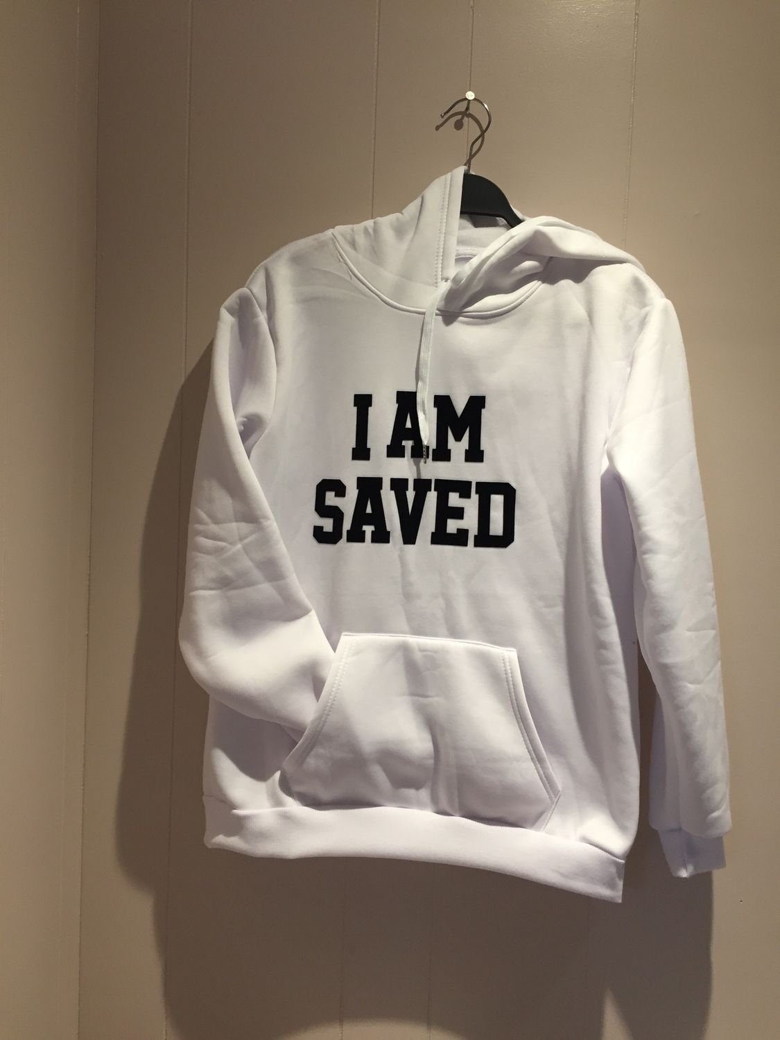Men’s cDesign Top/Shirt : I Am Saved Hooded Medium