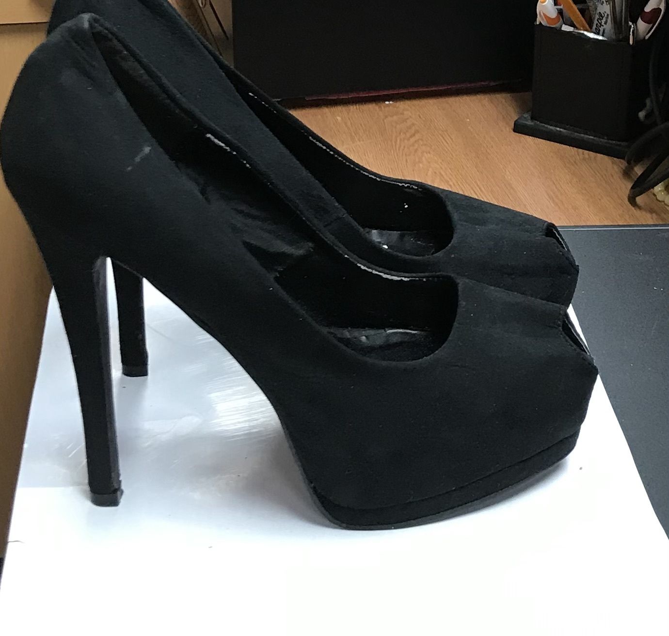 Qupid high heeled Shoes Open Toe Black Size 9