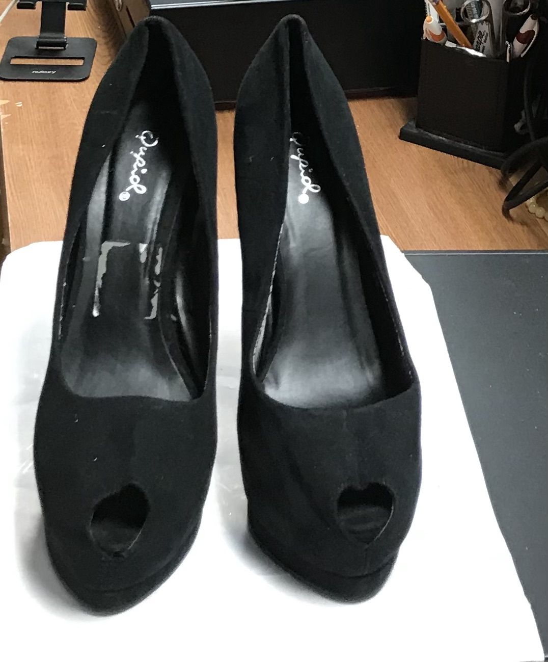 Qupid high heeled Shoes Open Toe Black Size 9
