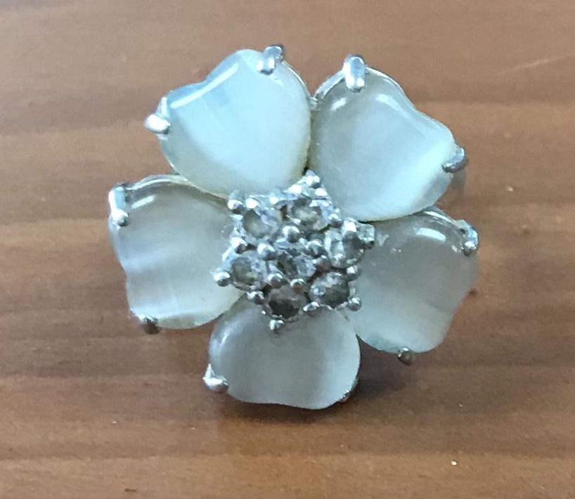 Lady’s stud earring and Silver Ring with pearls Size 7