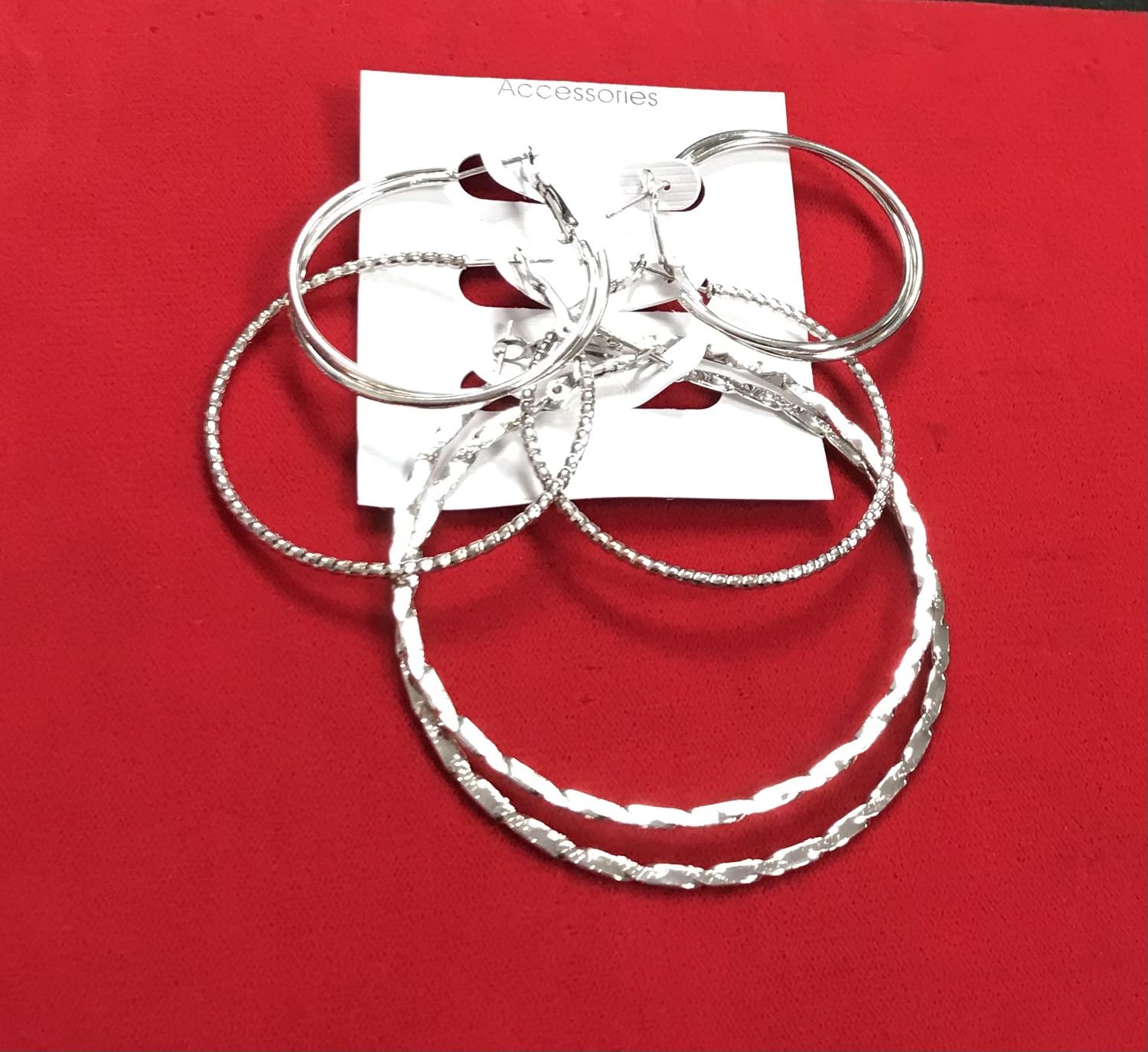 Fashion Silver 3pc Hoop Earrings