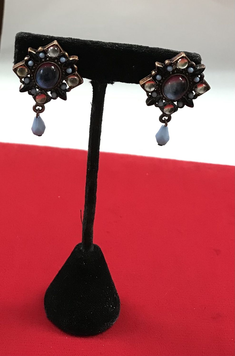 Costume Clip Earrings with dangling Pearl