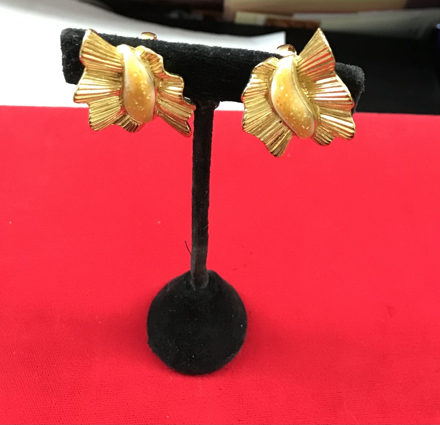 Costume Clip Earrings with yellow stones