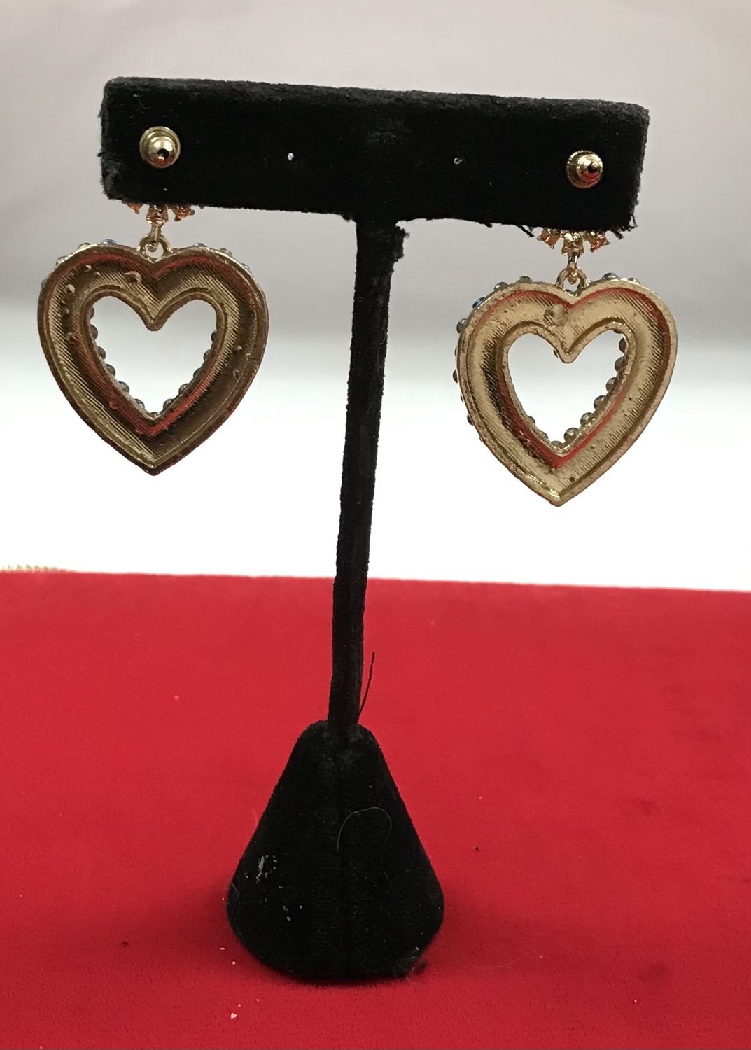 Fashion Gold  Heart Earring with Gemstones