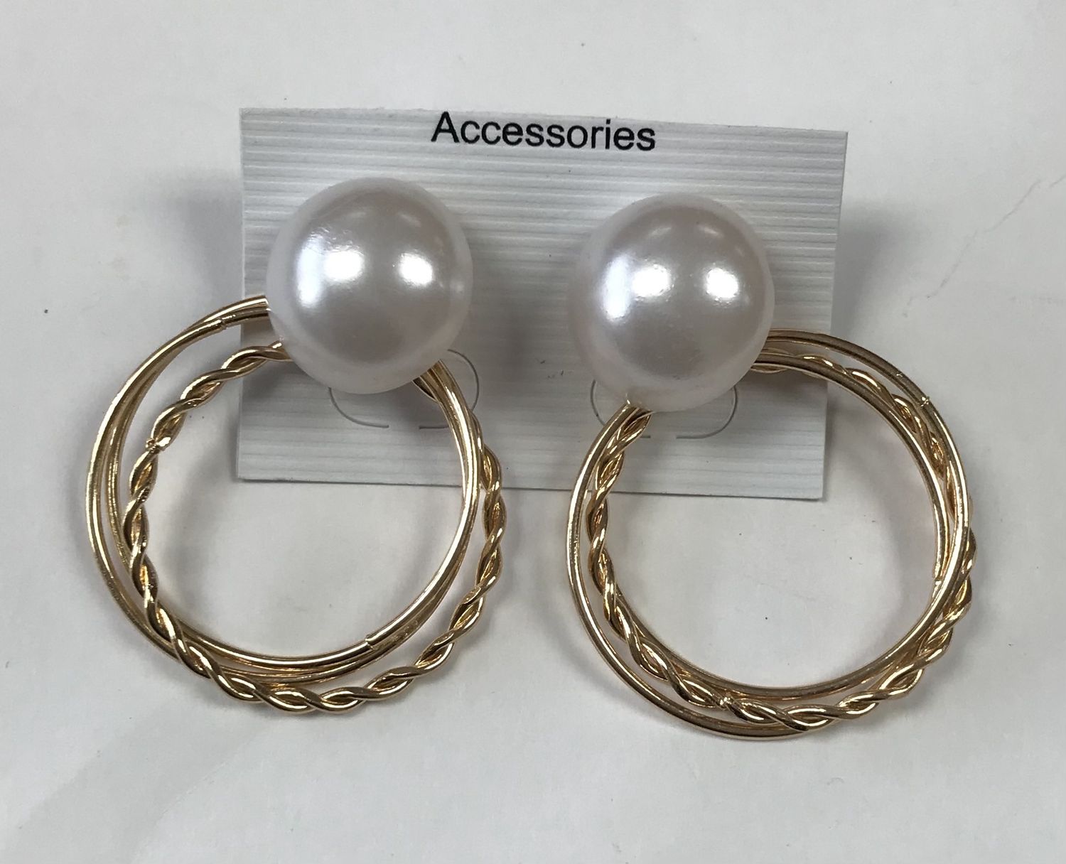 Fashion Gold  Pearls Hoop Earrings
