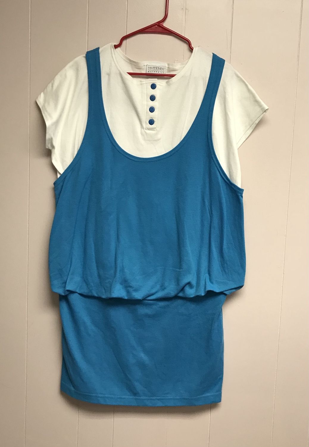 Women’s Maternity Dress blue/white with extra button