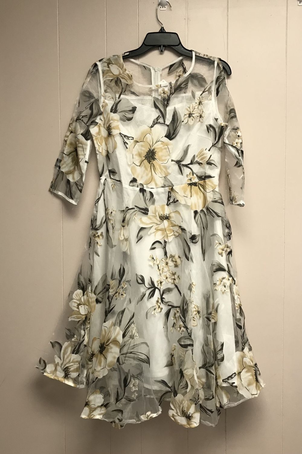 Long Sleeve Lined Zipper back Dress Large