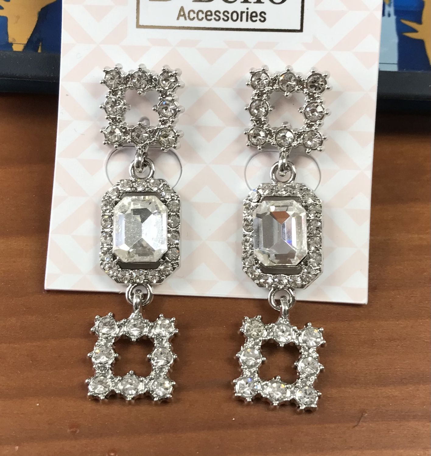 Fashion Pierce silver dangling Earrings with Gemstones