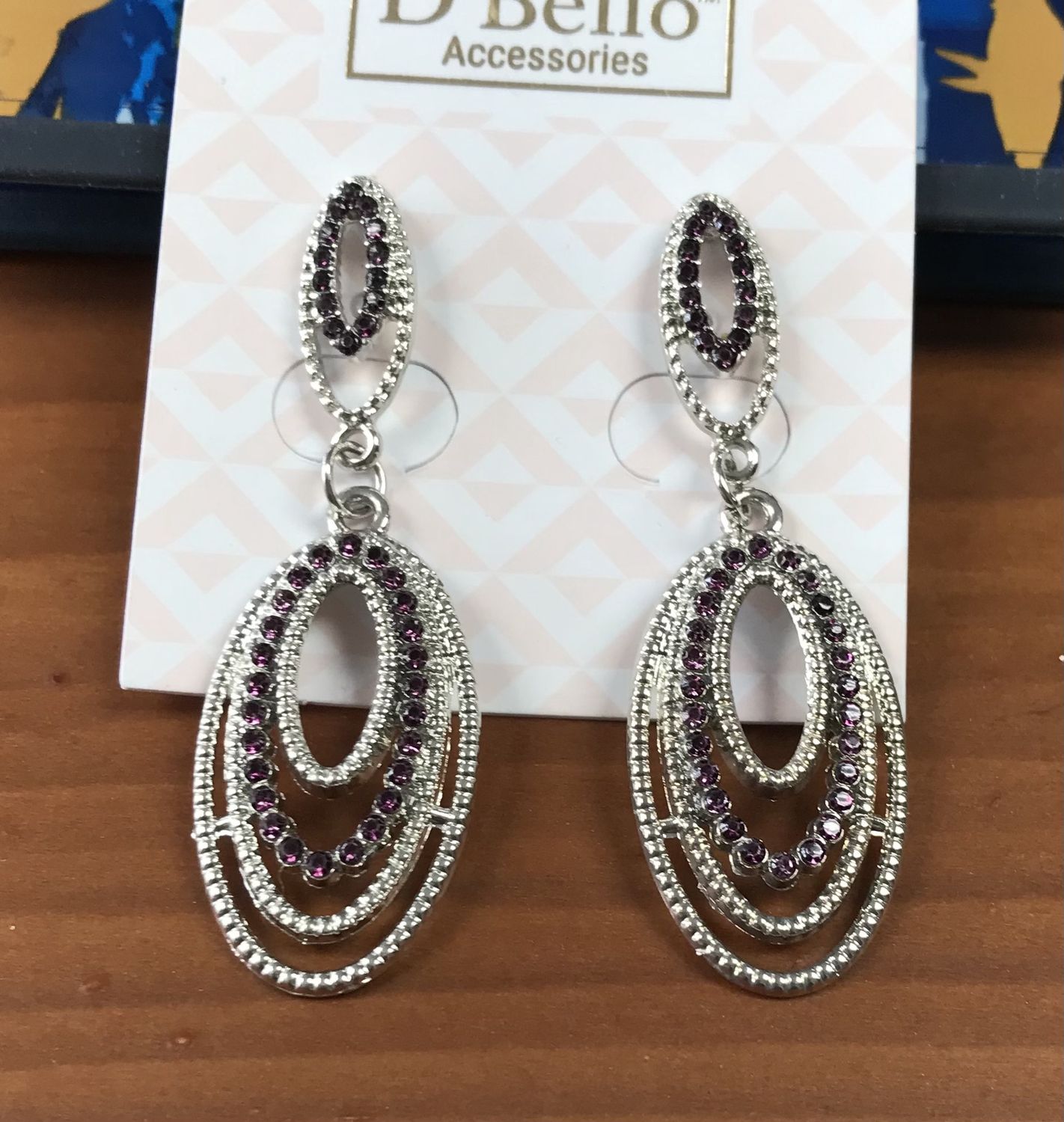 Fashion Pierce silver dangling Earrings with Rhinestone