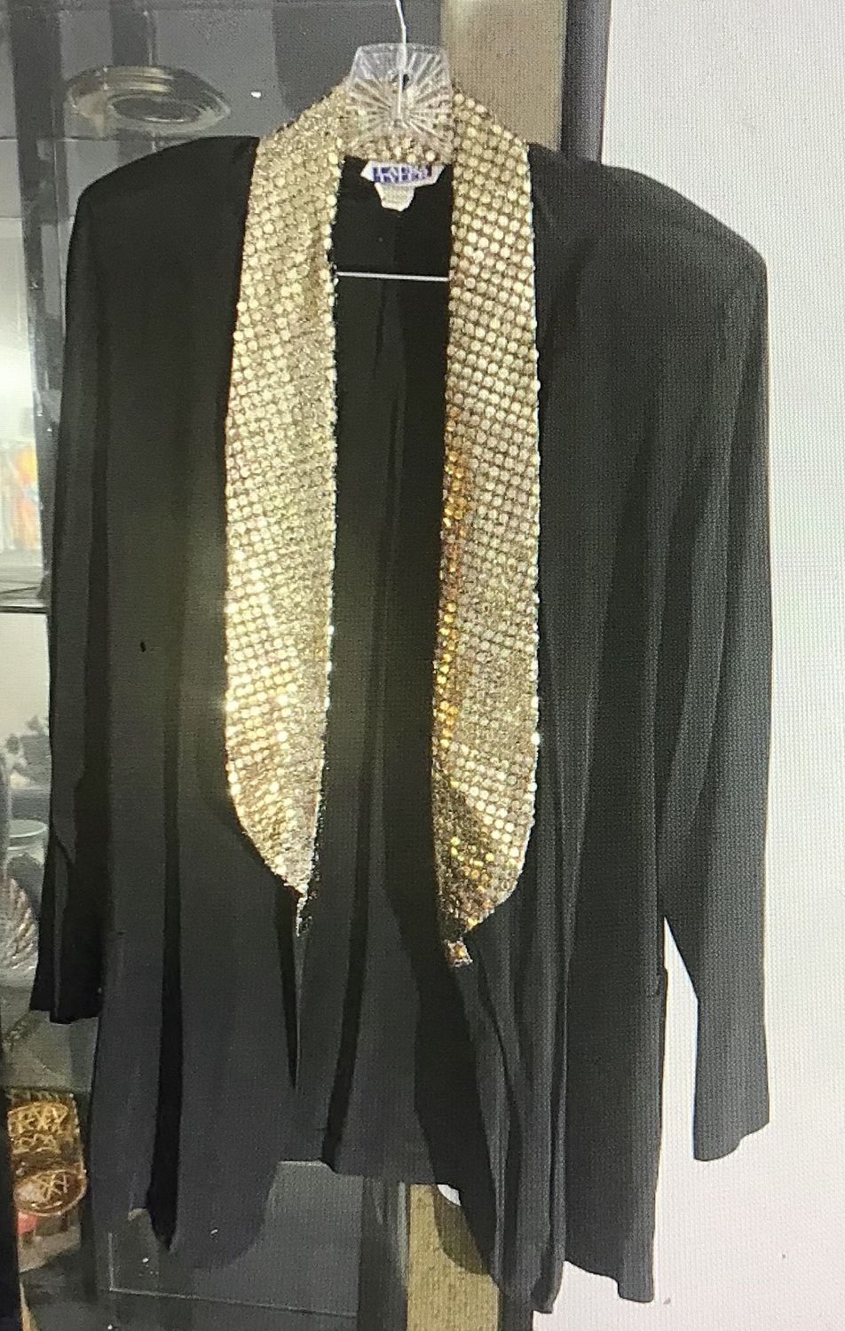 Women’s Jacket Black with Sequin Lapel Large