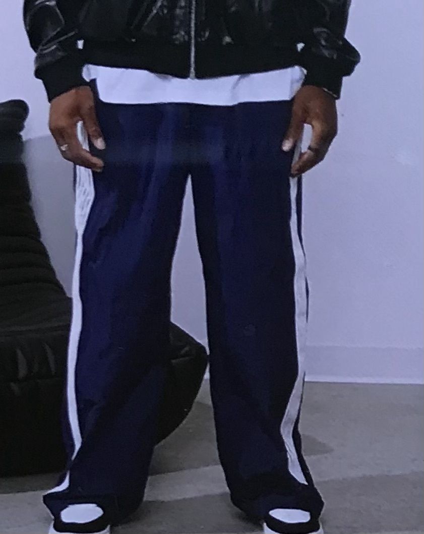 ZAFUL Men’s Baggy Track Pants Y2K Streetwear Pants Drawstring with Pockets Navy Blue Medium (32)