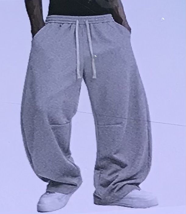 Men’s Baggy ,Wide Leg Barrel Sweatpants Drawstring Elastic waist,Loose fit with Pockets Light Grey XL