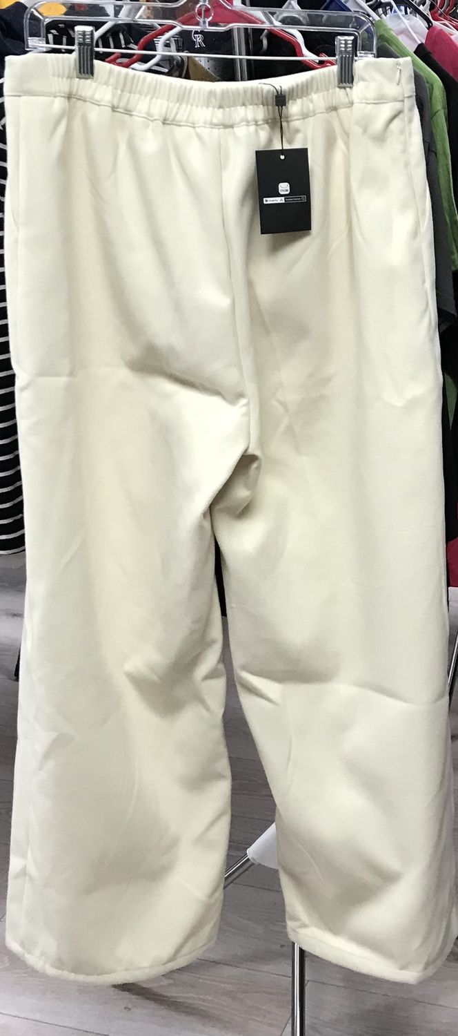 STYLEWE Wide Leg Women’s Pant Drawstring Half Elastic Waist Off White XL