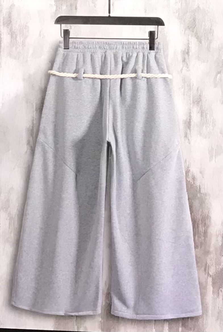 Men’s Fashion Rope Wide LegsPocketed Loose Fitting  Grey Small(36)