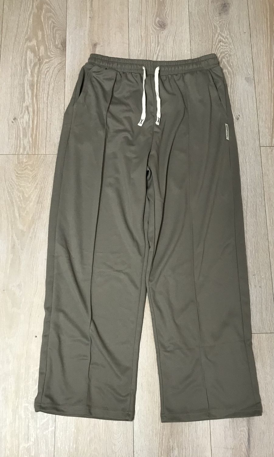 Men’s Wide leg Pant Drawstring Pockets Grey Large