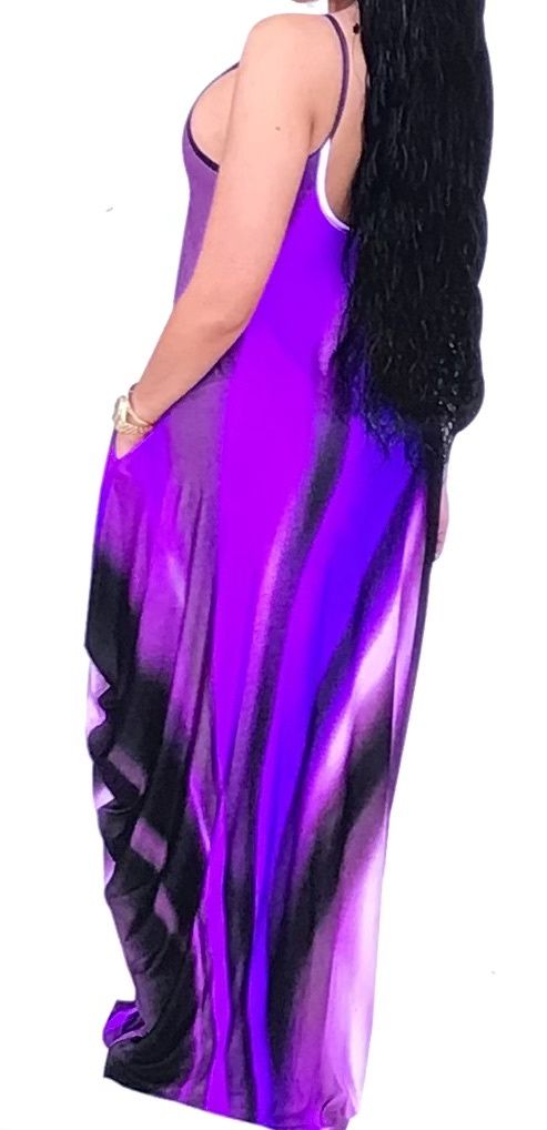 BesCOrp Maxi Dress for Women Casual Wear Sundress Sleeveless with Pockets Purple Medium