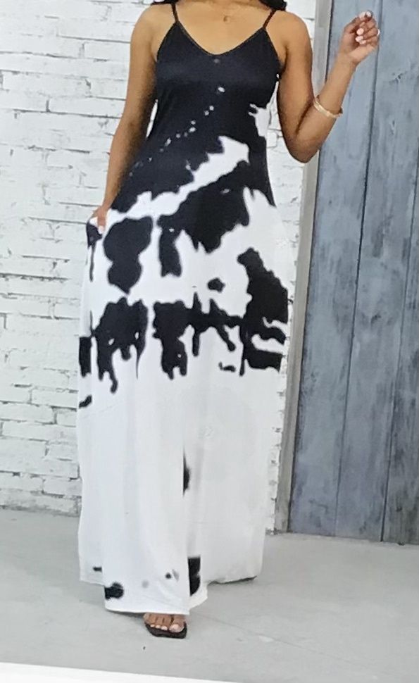 Summer Maxi Dress Casual Sundress for Women  with side pockets Medium